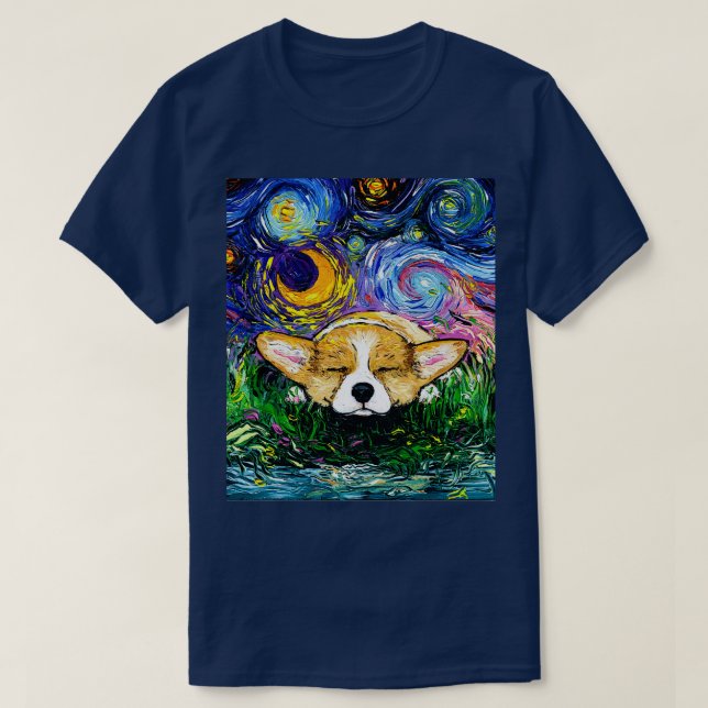 Sömnig Corgi Night T Shirt (Design framsida)