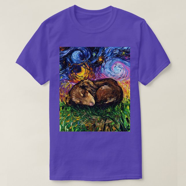 Sömnig Dachshund Valp Natt T Shirt (Design framsida)