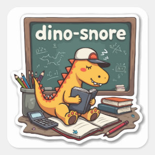 Sömnig Dinosaur 'Dino-snore' Pun Die-cut Fyrkantigt Klistermärke