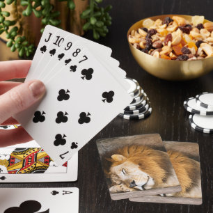 Sömnig Dreaming-Vuxen Lejon på Sten Casinokort