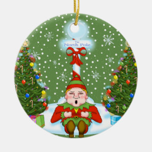 Sömnig Elf-julprydnad Julgransprydnad Keramik
