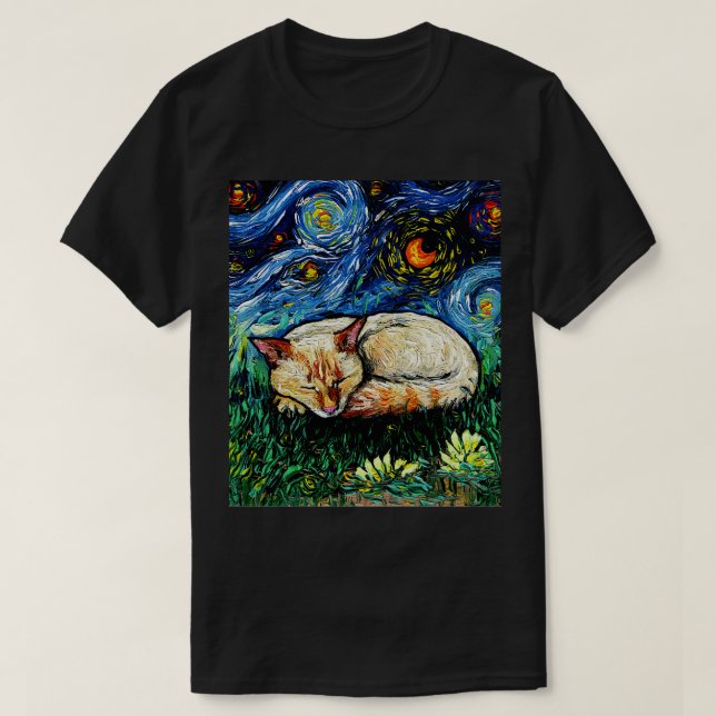 Sömnig Flame Point Siamese Natt T Shirt (Design framsida)
