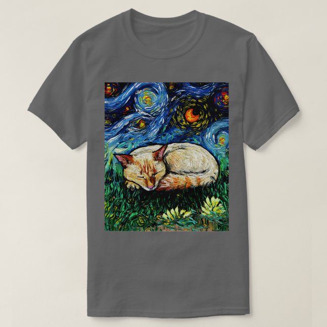 Sömnig Flame Point Siamese Natt T Shirt (Design framsida)