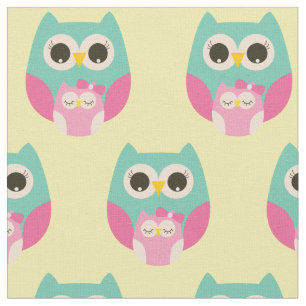 Sömnig Flicka Uggla Cute Nursery Decor Tyg