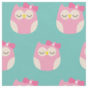 Sömnig Flicka Uggla Cute Nursery Decor Tyg