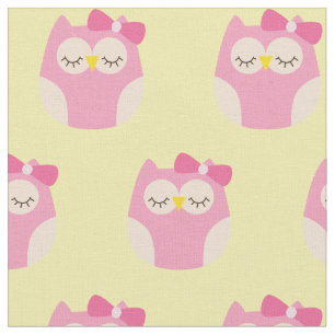 Sömnig Flicka Uggla Cute Nursery Decor Tyg