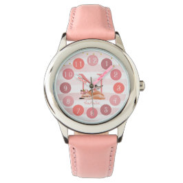 Sömnig Fox Illustration Sweet Monogram Girl Gift Armbandsur