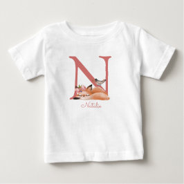 Sömnig Fox Illustration Sweet Monogram T Shirt