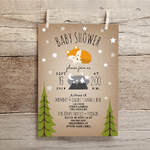 Sömnig Fox Mountains Baby Shower