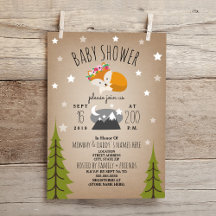 Sömnig Fox Mountains Girl Baby Shower