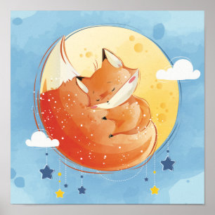 Sömnig Fox Poster