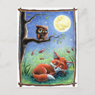 Sömnig Fox Vykort