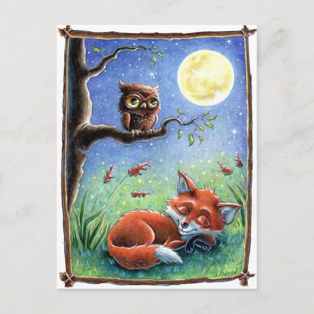 Sömnig Fox Vykort (Framsida)