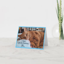 Sömnig Ginger Cat 70:e födelsedagskortet