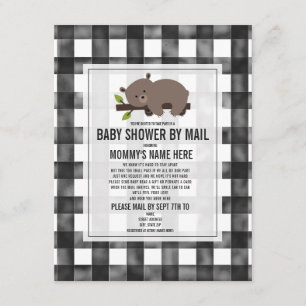 Sömnig Gingham Bear Baby Shower efter post Inbjudningar