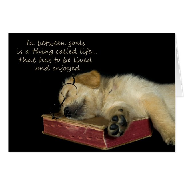 Sömnig Golden Retriever OBS Kort (Framsidan Horizontal)