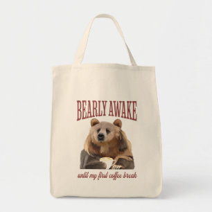 Sömnig Grizzly Bear Coffee Älskare Pun Tygkasse