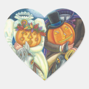 SÖMNIG HALOW BRÖLLOP COUPLE, HALLOWEEN VOWS HJÄRTFORMAT KLISTERMÄRKE