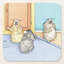 Sömnig Hamsters Underlägg Papper Kvadrat