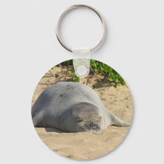 Sömnig hawaiian Munk Seal Nyckelring