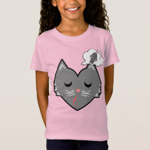 Sömnig Heart Grått Kattunge Dreams T Shirt
