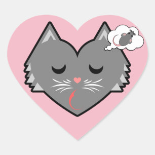 Sömnig Heart Kattunge Dreams Hjärtformat Klistermärke