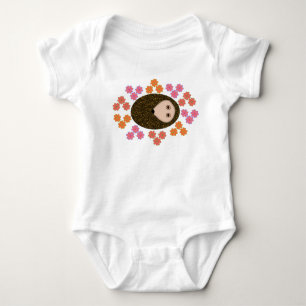 Sömnig Hedgehog and Flowers Baby Creeper T Shirt