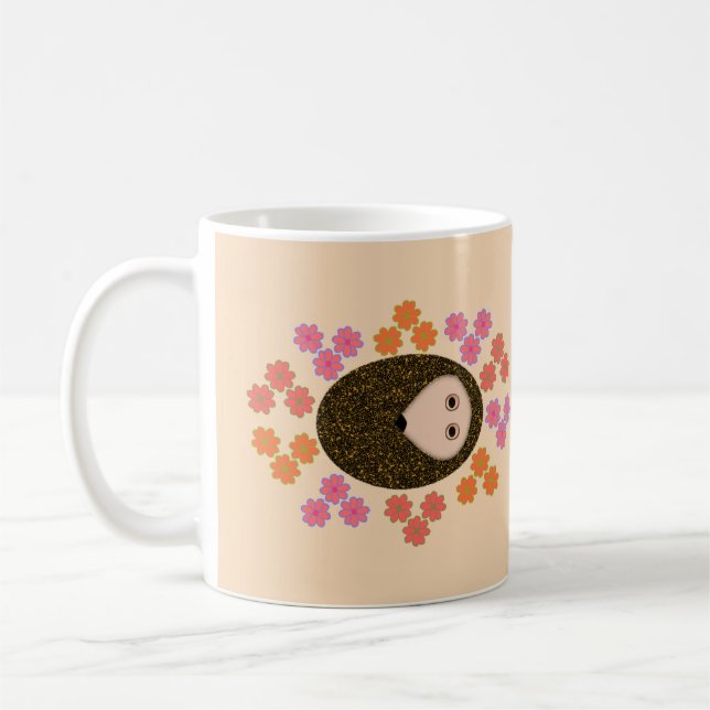 Sömnig Hedgehog och Flowers Mugg (Vänster)