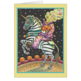 SÖMNIG HOLLOW CIRCUS CLOWN, ZEBRA GREETING CARD B OBS KORT
