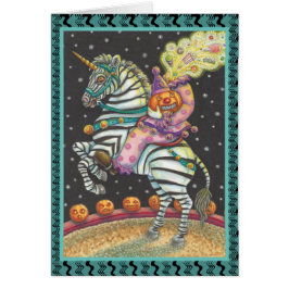 SÖMNIG HOLLOW CIRCUS CLOWN, ZEBRA GREETING CARD Bl Hälsningskort