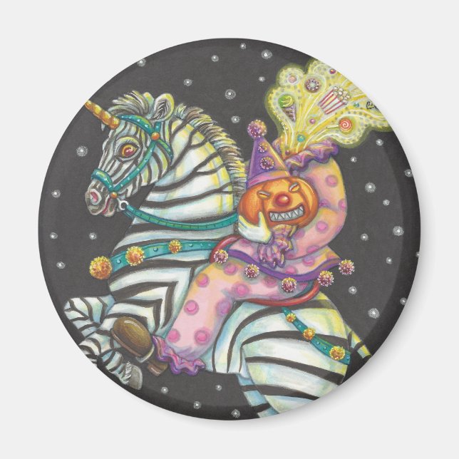 SÖMNIG HOLLOW CIRCUS CLOWN, ZEBRA UNICORN MAGNET (Framsidan)
