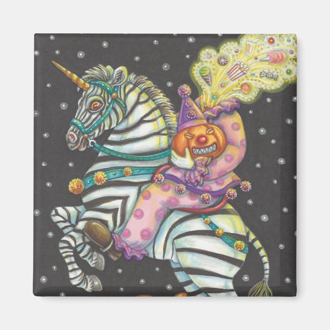 SÖMNIG HOLLOW CIRCUS CLOWN, ZEBRA UNICORN MAGNET (Framsidan)
