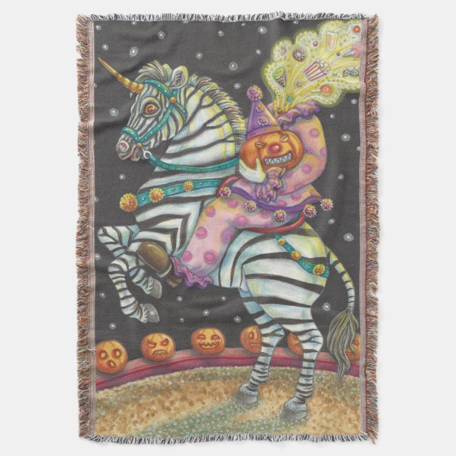 SÖMNIG HOLLOW CIRCUS HALLOWEEN CLOWN THROW BLANKET FILT (Framsidan Vertikal)