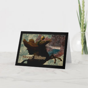 Sömnig Hollow Headless Horseman Holding Pumpkin Kort