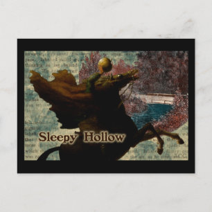 Sömnig Hollow Headless Horseman Holding Pumpkin Vykort