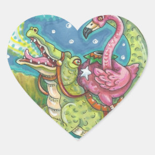 SÖMNIG HOLLOW ROSA FLAMINGO STICKERS LAKAN Heart Hjärtformat Klistermärke