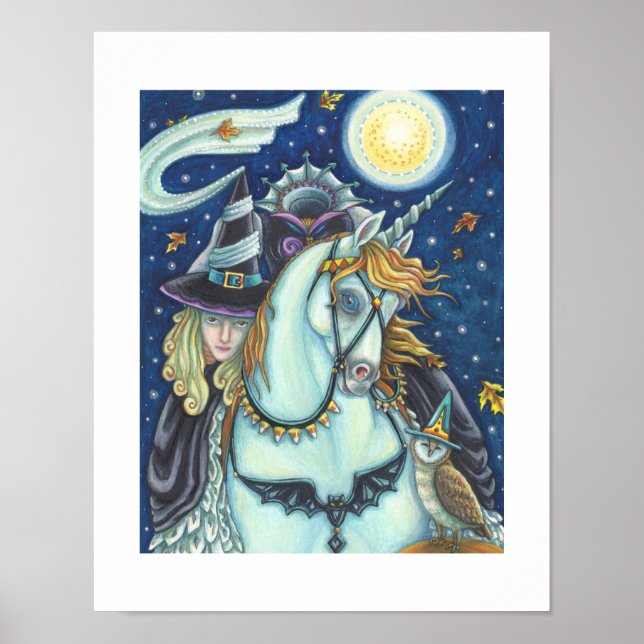 SÖMNIG HOLLOW WITCH UNICORN UGGLA, HALLOWEEN FANTA POSTER (Framsidan)