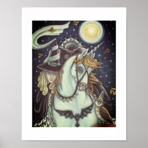 SÖMNIG HOLLOW WITCH UNICORN UGGLA, HALLOWEEN FANTA POSTER
