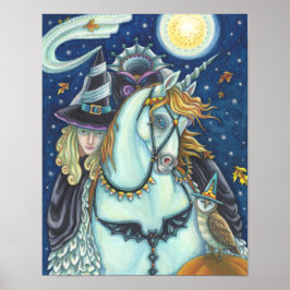 SÖMNIG HOLLOW WITCH UNICORN UGGLA, HALLOWEEN FANTA POSTER