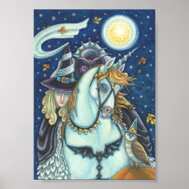 SÖMNIG HOLLOW WITCH UNICORN & UGGLA HALLOWEEN POST POSTER
