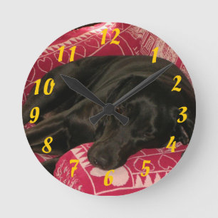 Sömnig Hund Clock Rund Klocka