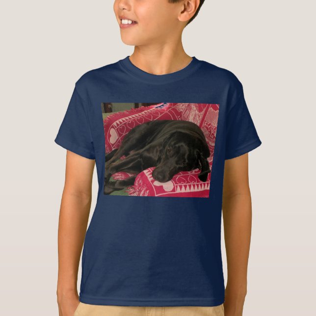 Sömnig Hund Kids Mörk T-Shirt (Framsida)
