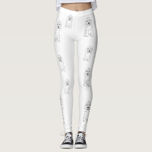 Sömnig Hund, Linjär Teckning Leggings