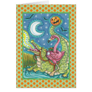 SÖMNIG HUR ROSA FLAMINGO & CROCODILE-KORTSKORT, ve OBS Kort