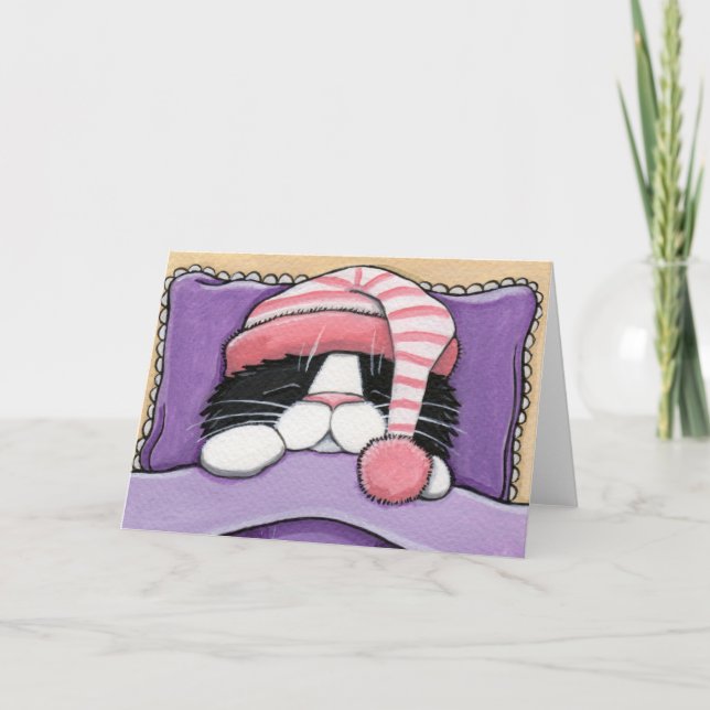 Sömnig huvud - KAT-hälsningskort Kort (Framsida)