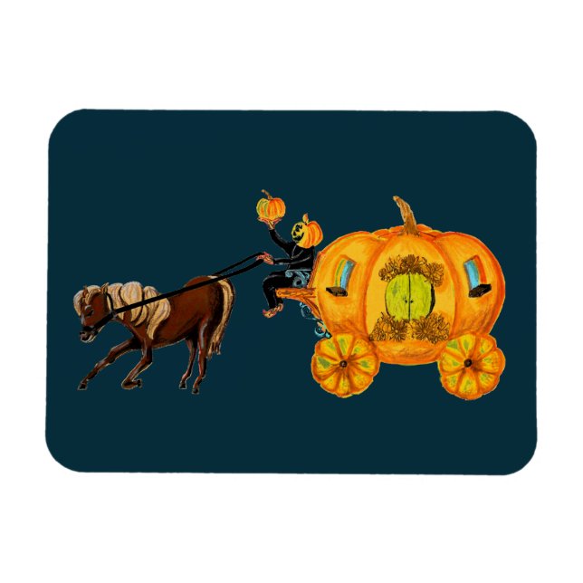 Sömnig ihålig häftlös häftklump Pumpkin Carriage Magnet (Horisontell)