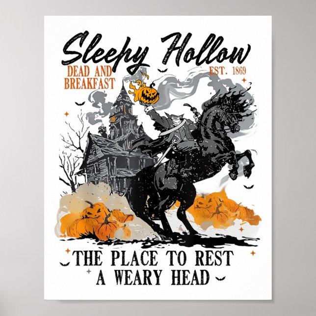 Sömnig ihålig häftlös hästheman Halloween-dräkt Poster (Framsidan)