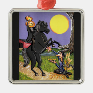 Sömnig ihåligt ichabod Headless Horseman-utbyte Julgransprydnad Metall