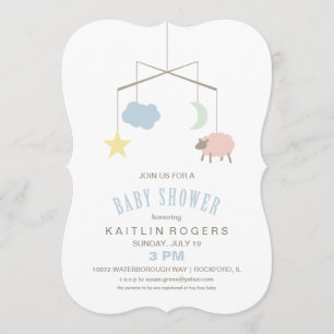 Sömnig inbjudan till Crib Mobile Baby Shower