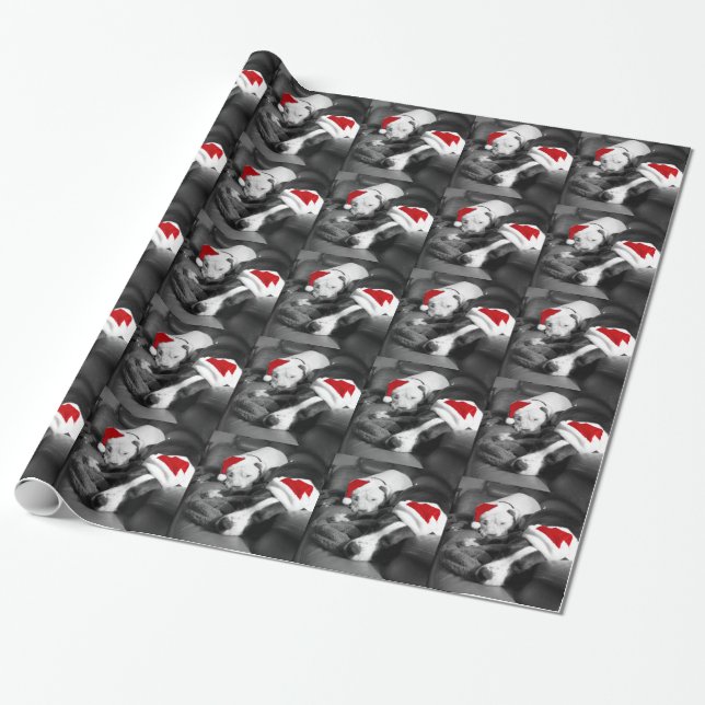 sömnig jul pitbull valpar söta tomte presentpapper (Utrullad)